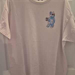 Pink T-Shirt with Blue Bear Graphic